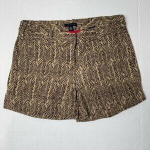 Tommy Hilfiger brown herringbone print rolled hem chino shorts 8